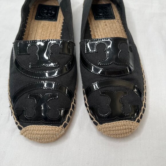 Tory Burch Womens Black Poppy Logo Espadrille Flats Size 8 - Picture 3 of 10